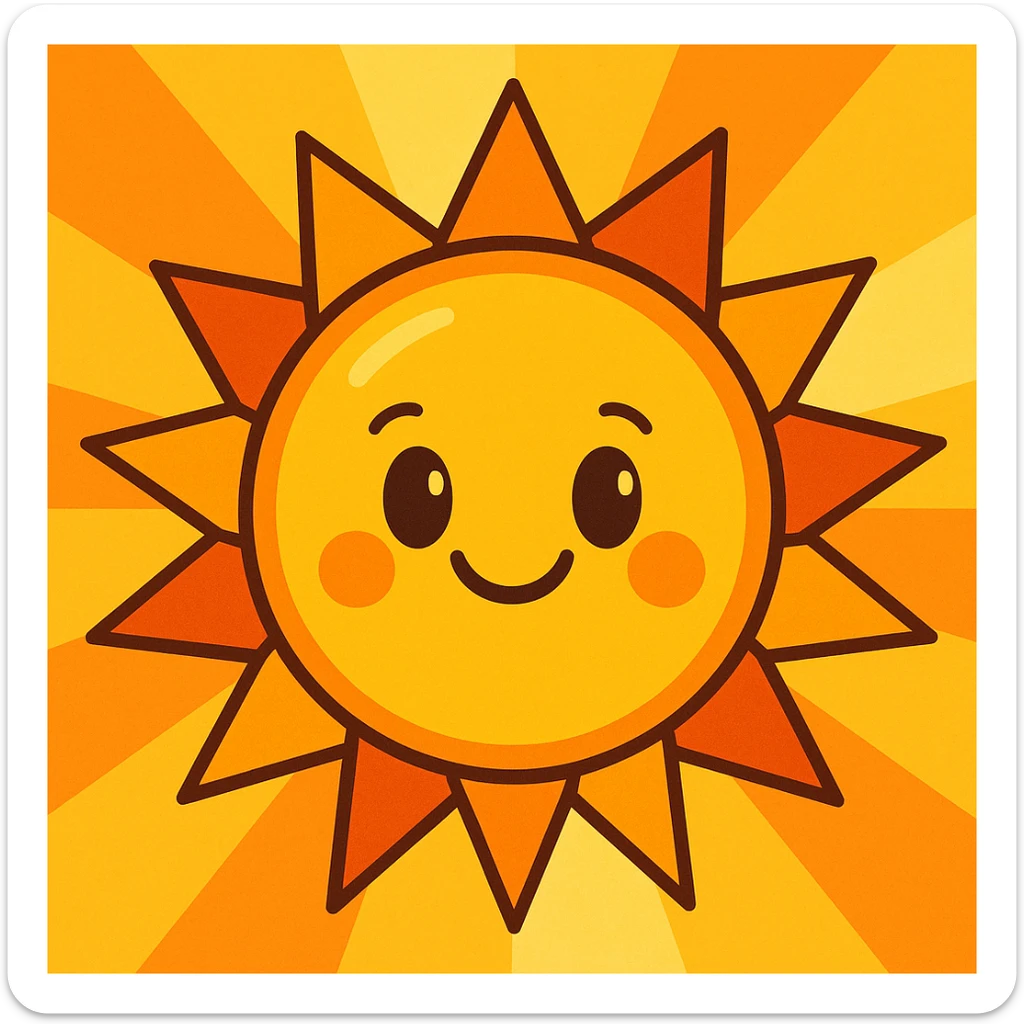 sun, vibrant cartoon style, bright and colorful sticker