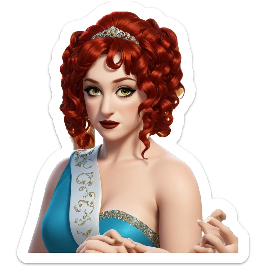 elegant girl with red hair sticker