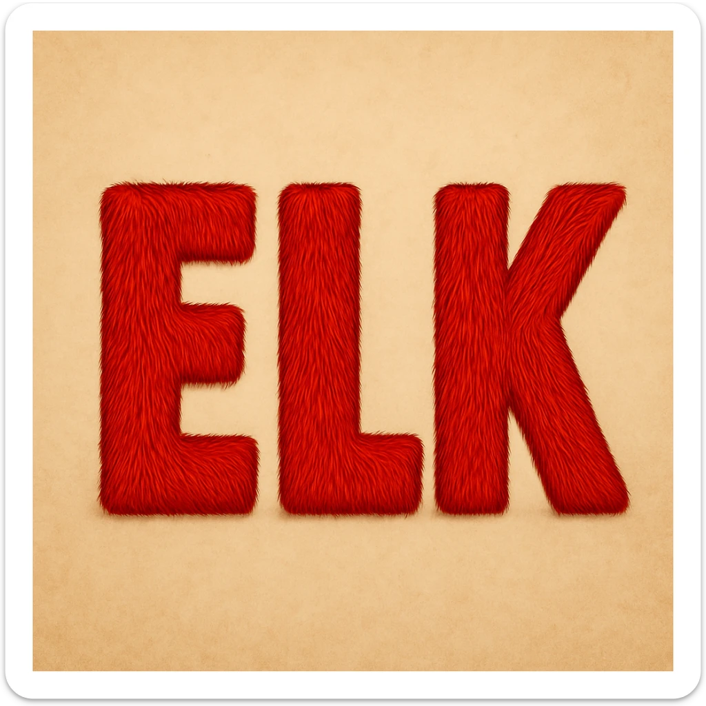 Remove all antlers and recolor the letters to a bold red. Maintain the block letter style with elk fur texture of the original image. sticker