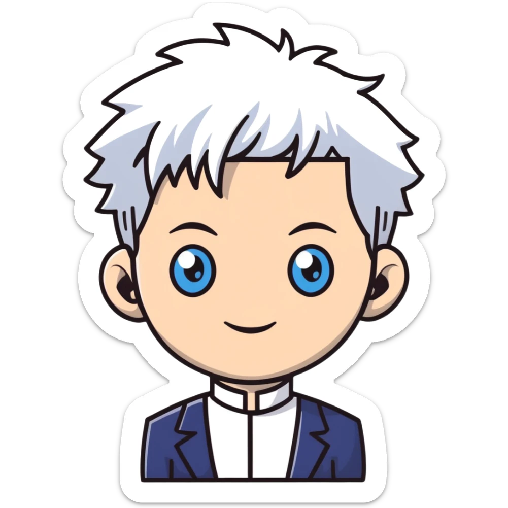Satoru Gojo with white hair and blue eyes from Jujutsu Kaisen sticker