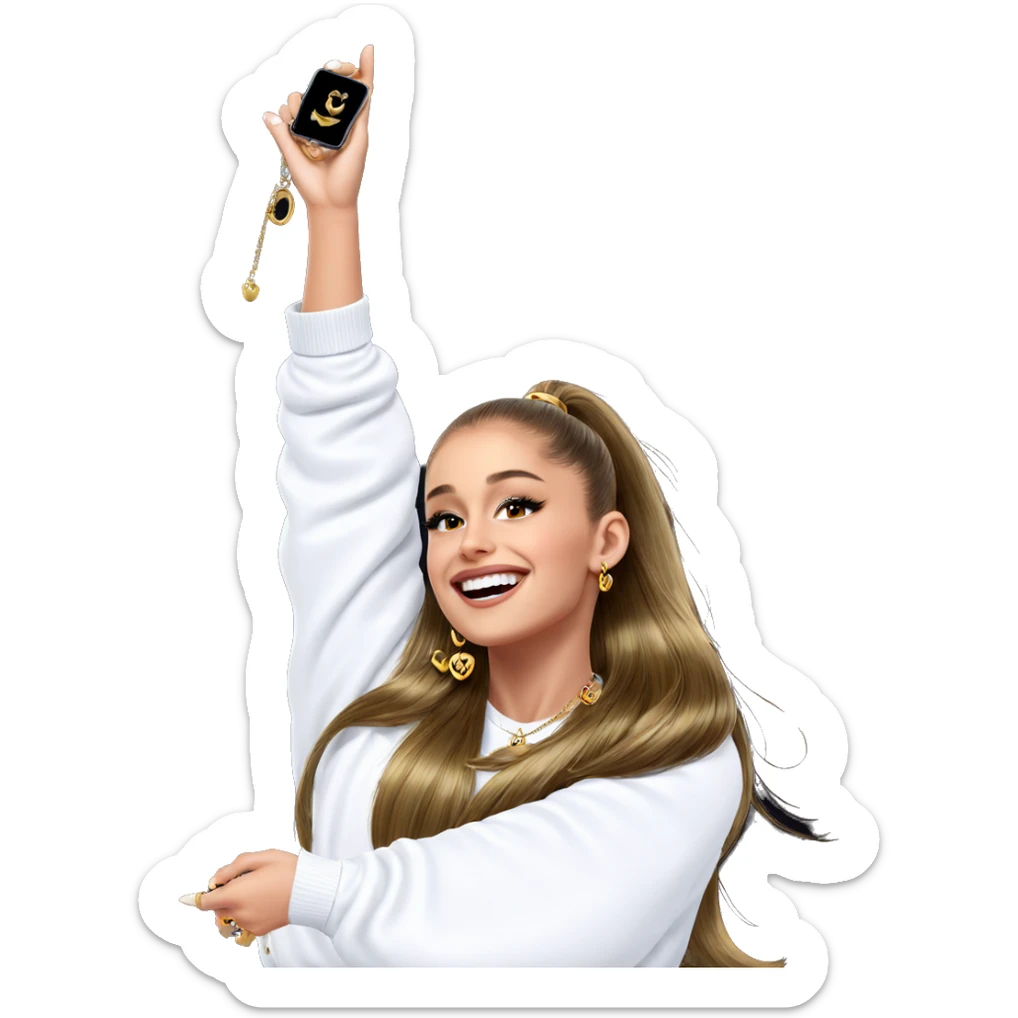 smiling girl holding jewelry sticker