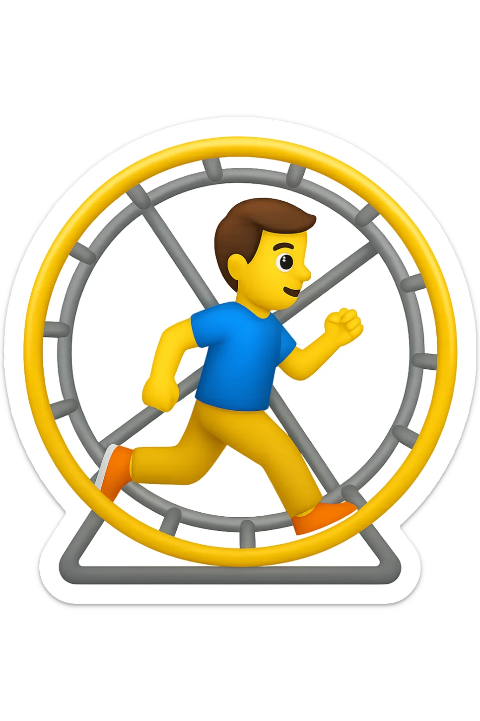 Uomo che corre dentro la ruota del criceto emoji style iphone  sticker