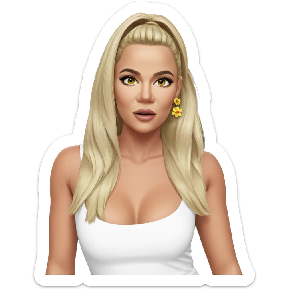 blonde girl with flower earrings sticker