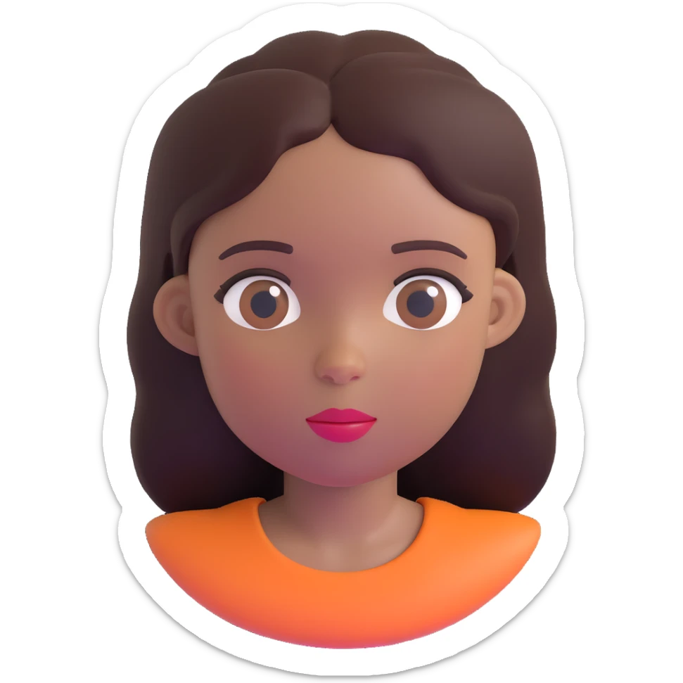Black girl with fair skin, round face, and straight hair sticker