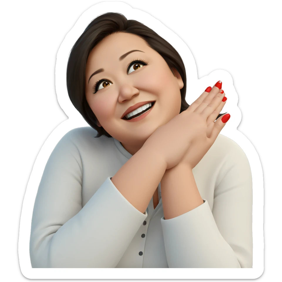 smiling girl with christmas tree sticker