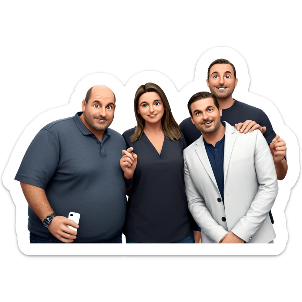 smiling girl with boys indoors sticker