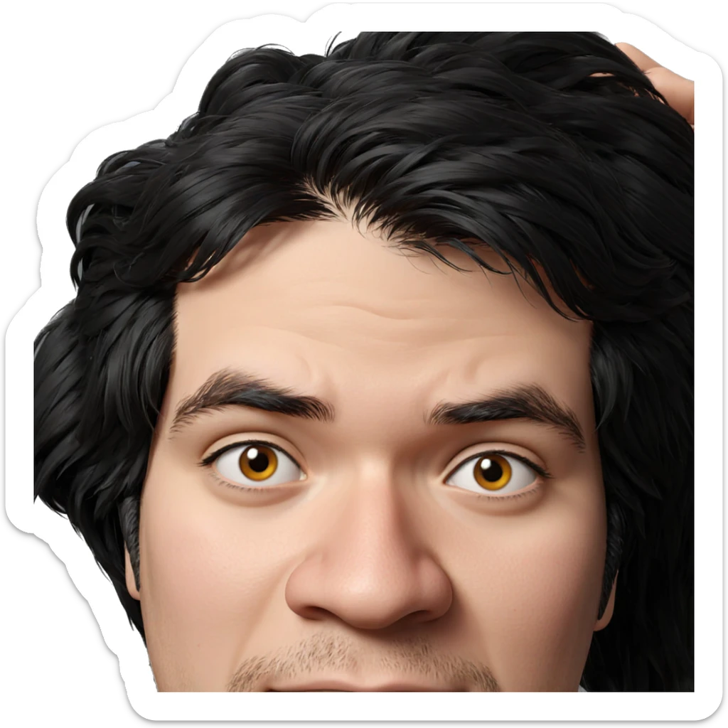 male portrait with black hair sticker