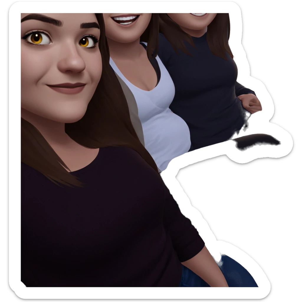 girls smiling under lamp sticker