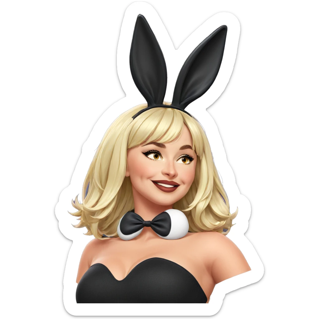 blonde girl with rabbit ears sticker