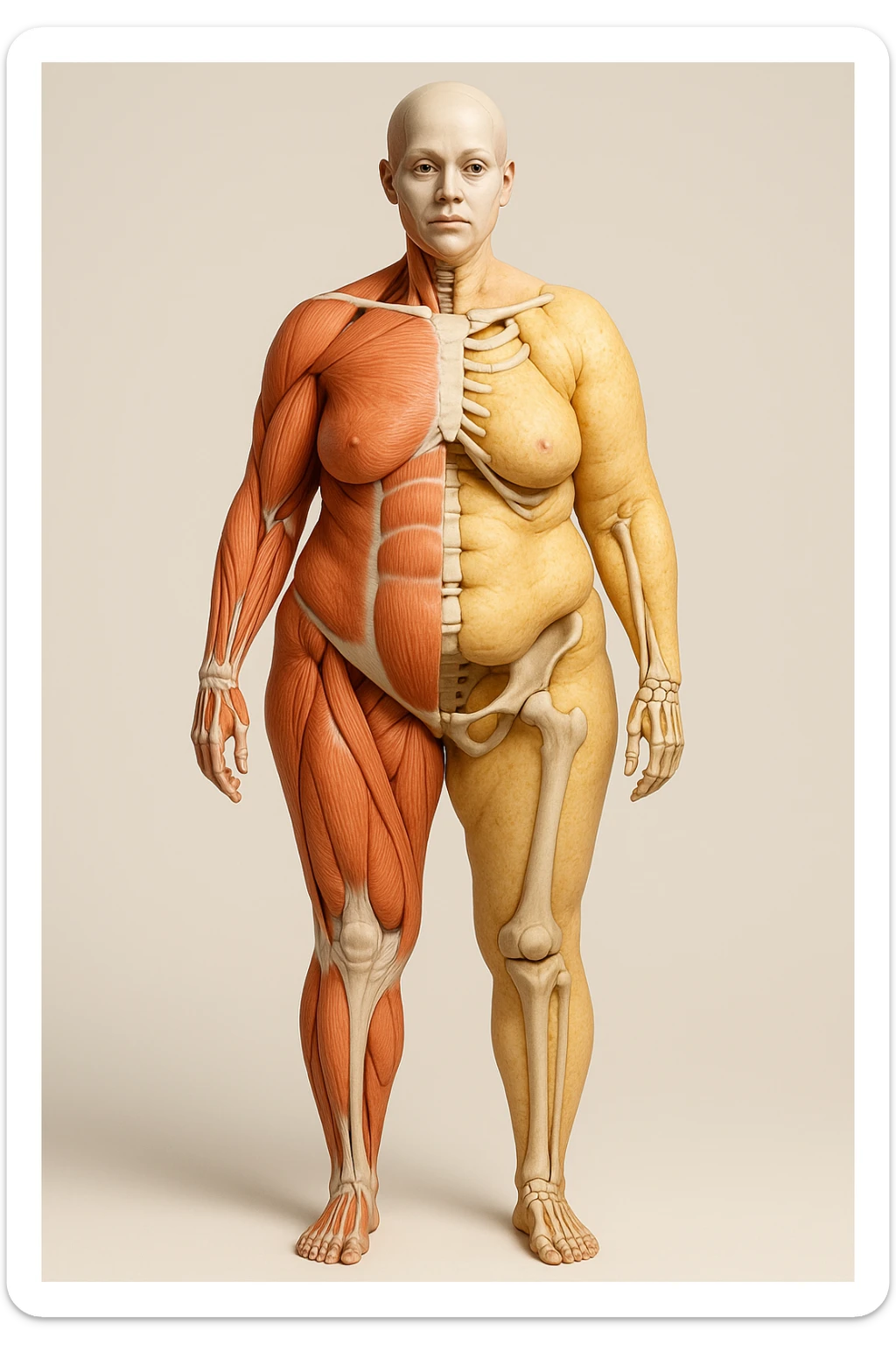 Donna Composizione Corporea Sbilanciata su un corpo umano in 3D sticker