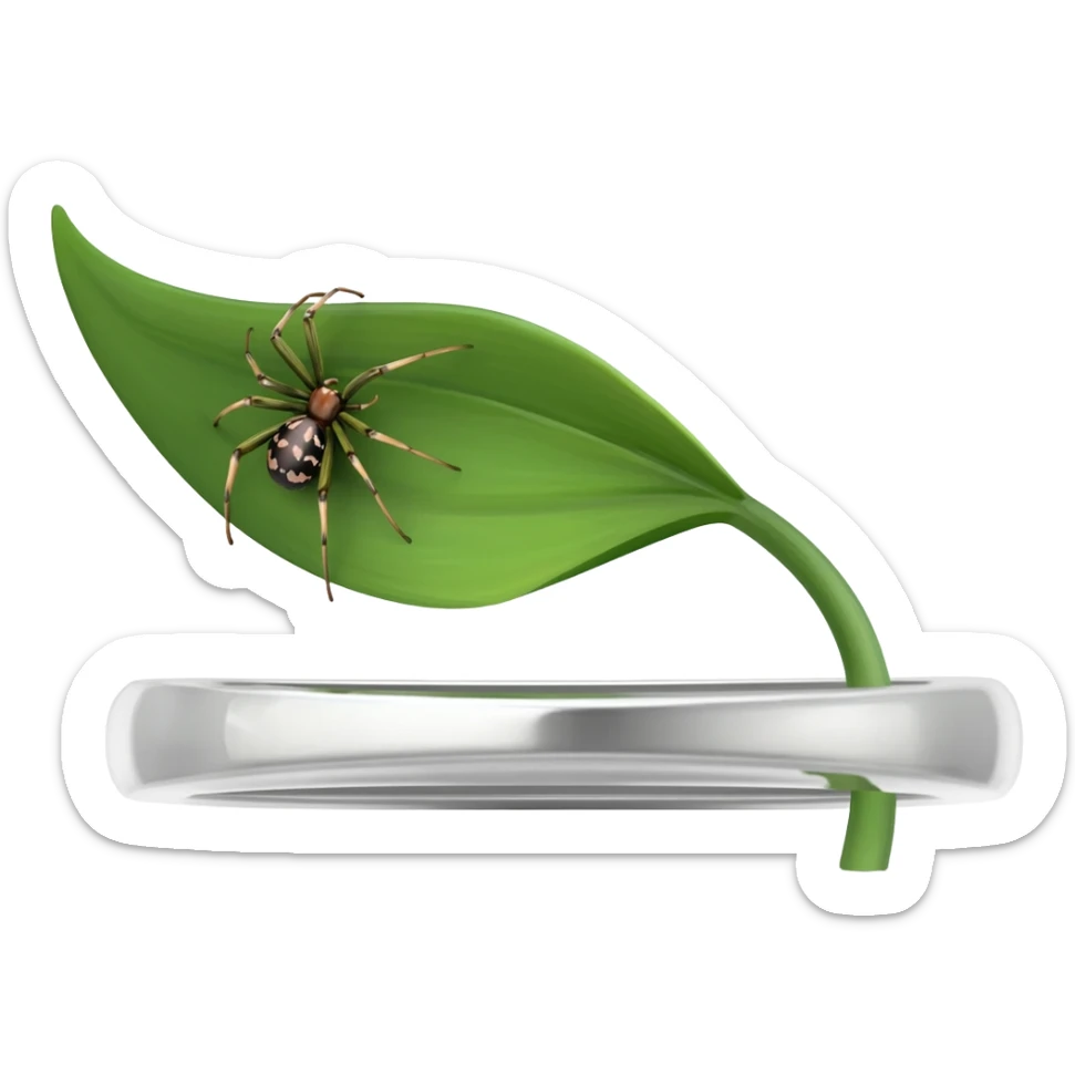 Diamond ring with little spider lily leaf sticker