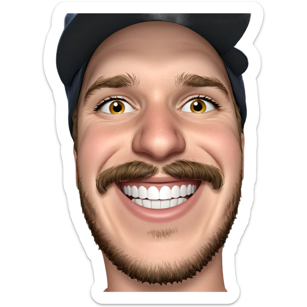 smiling boy with hat sticker