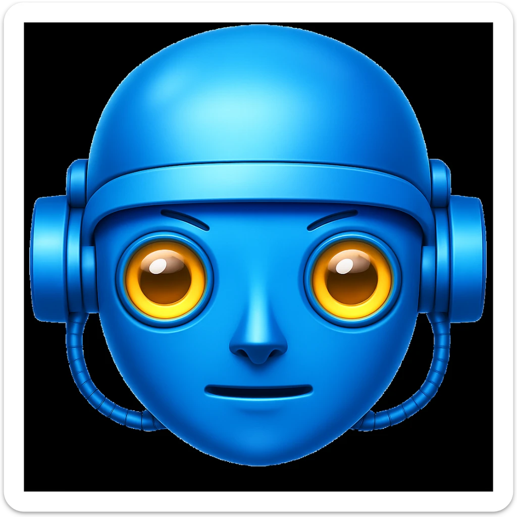 Change the robot to blue in the style of apple emojis, focusing on concise and clear color change to blue. sticker