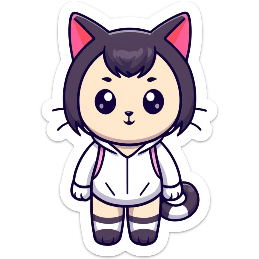 catgirl with big eyes and cat ears, anime inspired sticker
