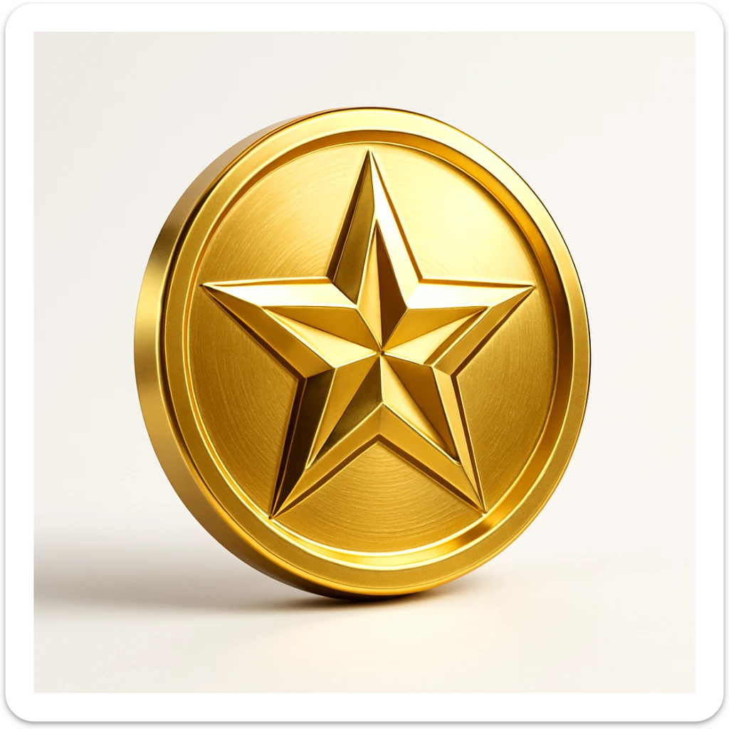 cool medal for sports competition, star motif, modern sticker