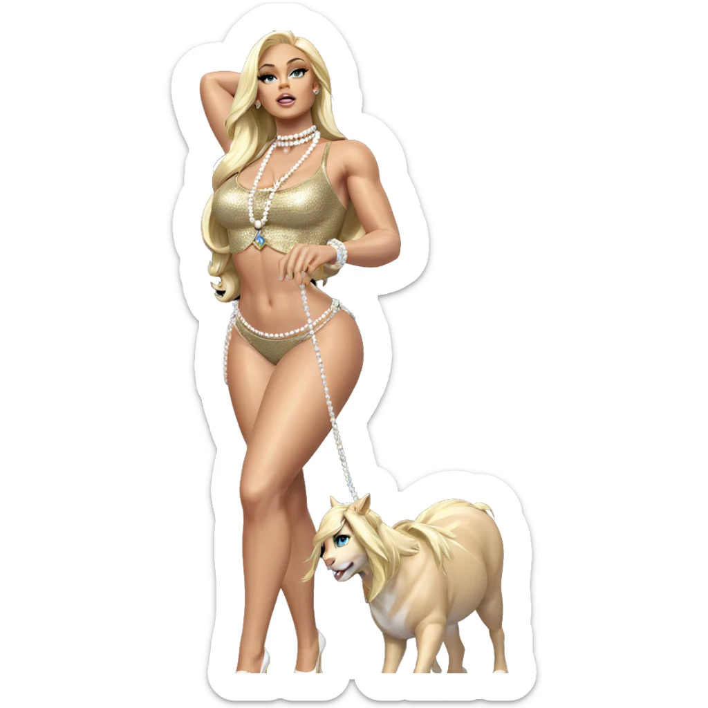 blonde beauty with pearl necklace sticker