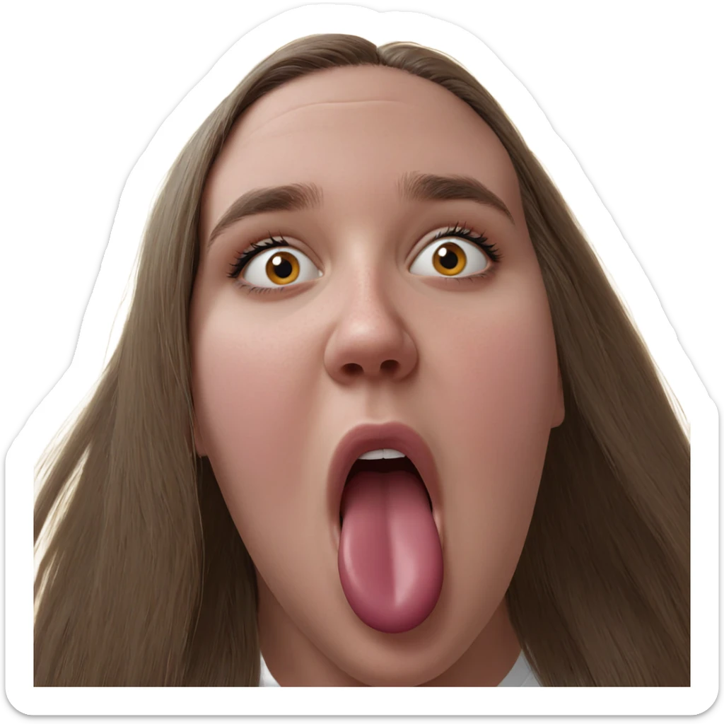 girl with tongue piercing portrait sticker