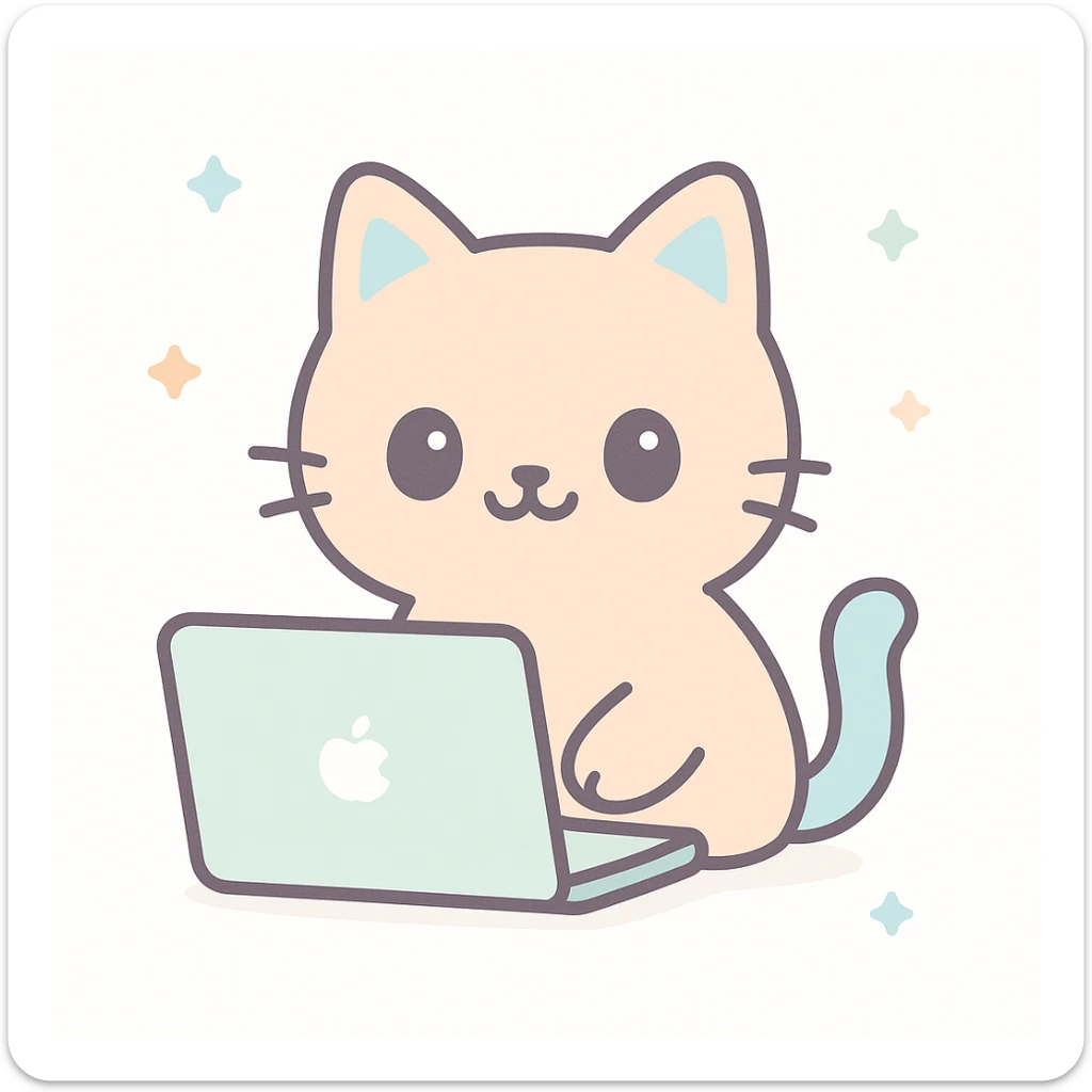 cute and creative cat working on a MacBook sticker