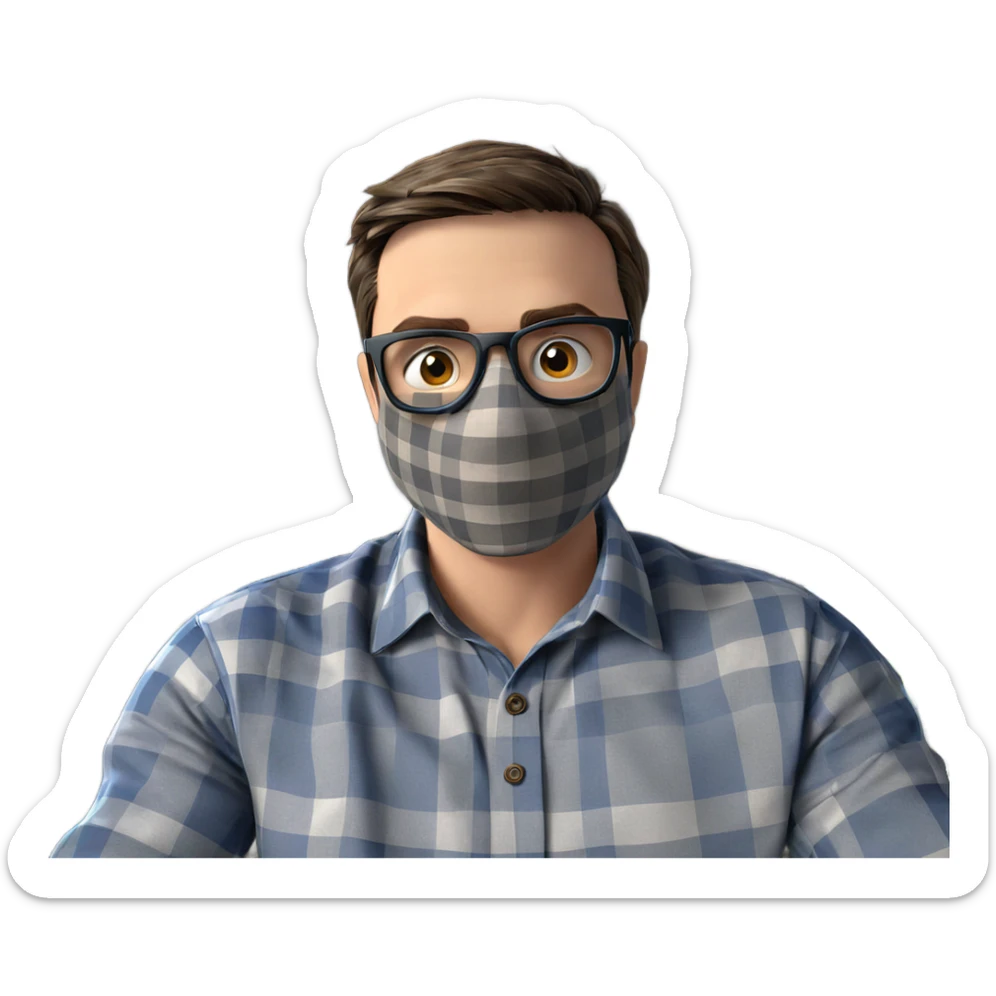 mysterious boy in plaid attire sticker