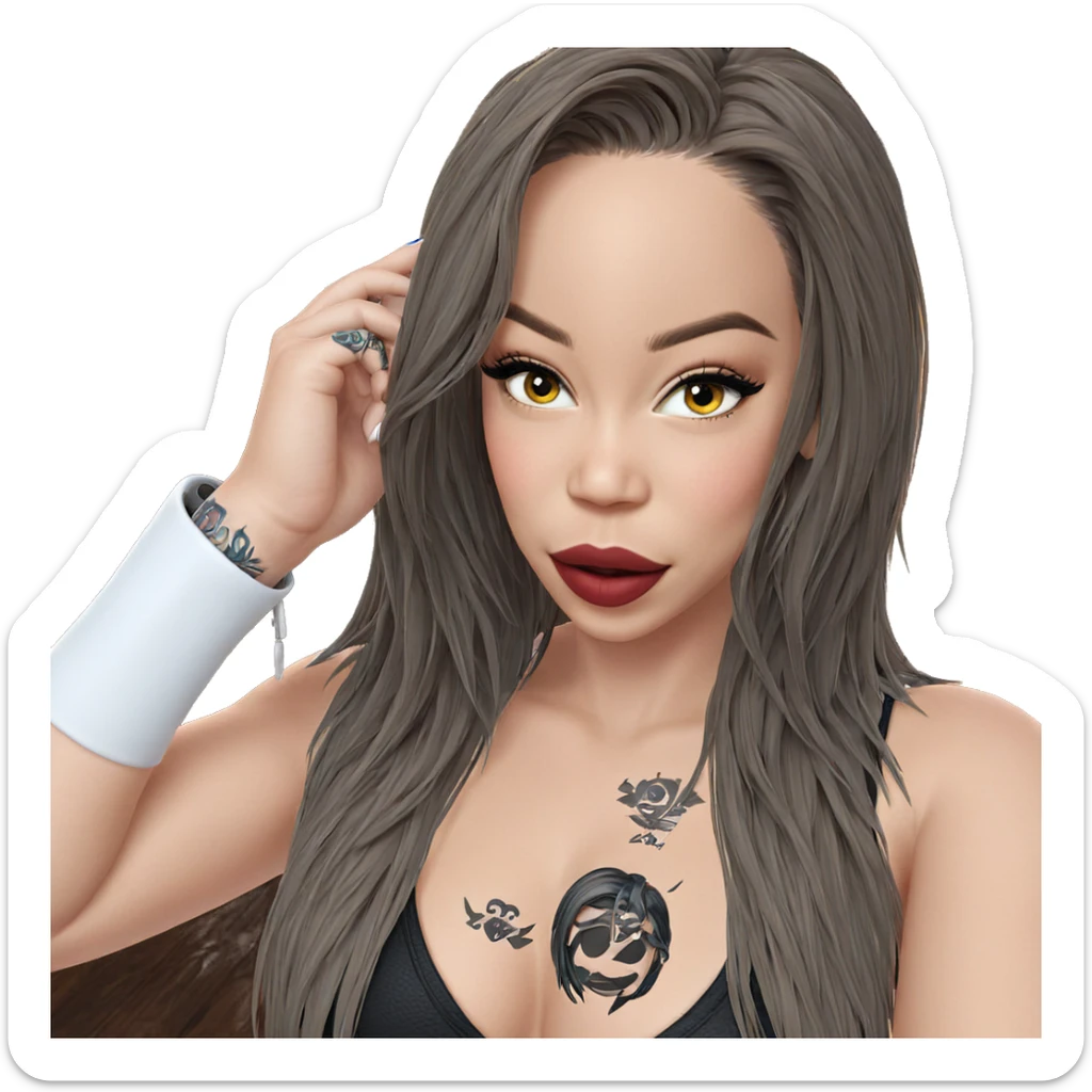 mysterious girl with tattoos sticker