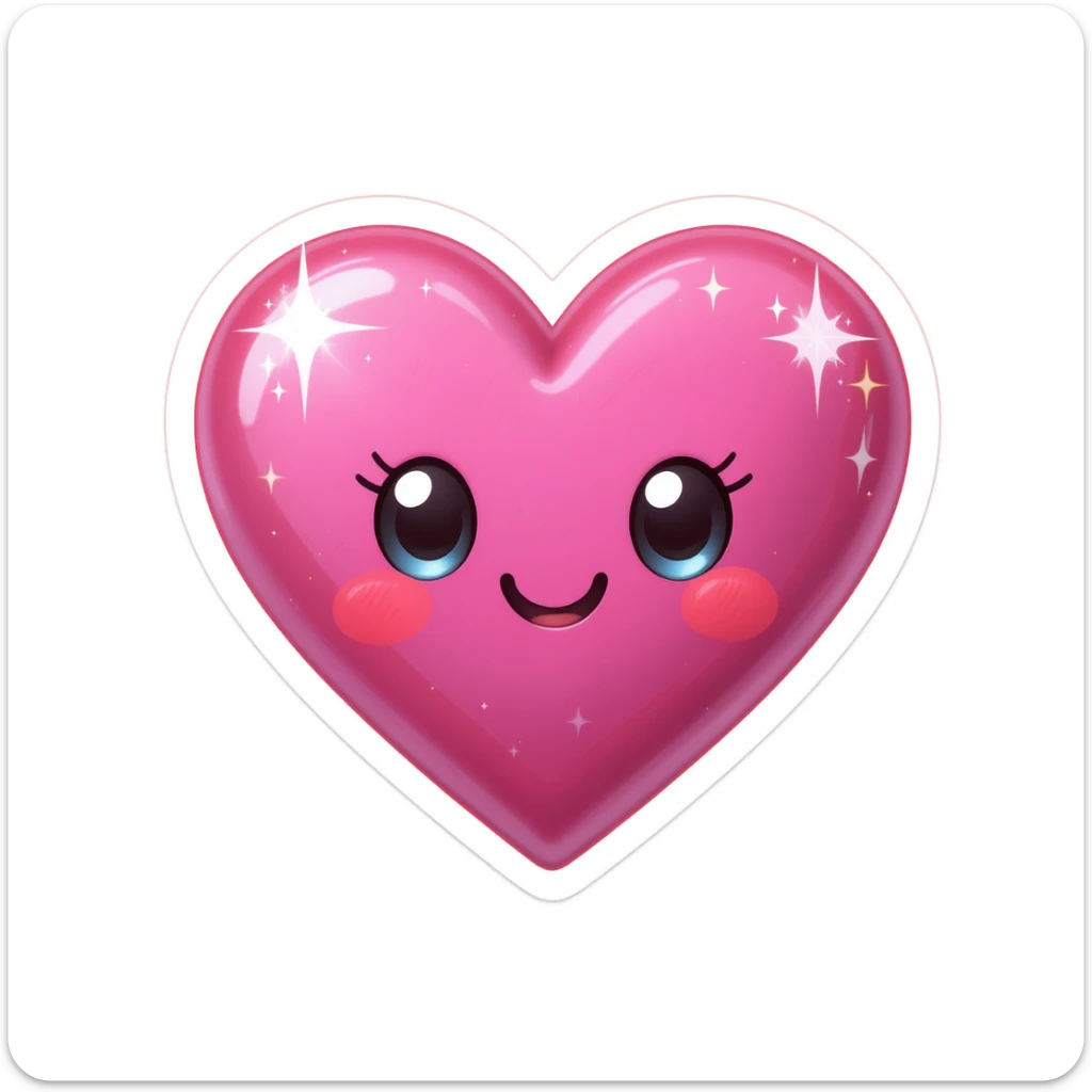 emo heart emoji, cute and shiny, with sparkles, no background sticker