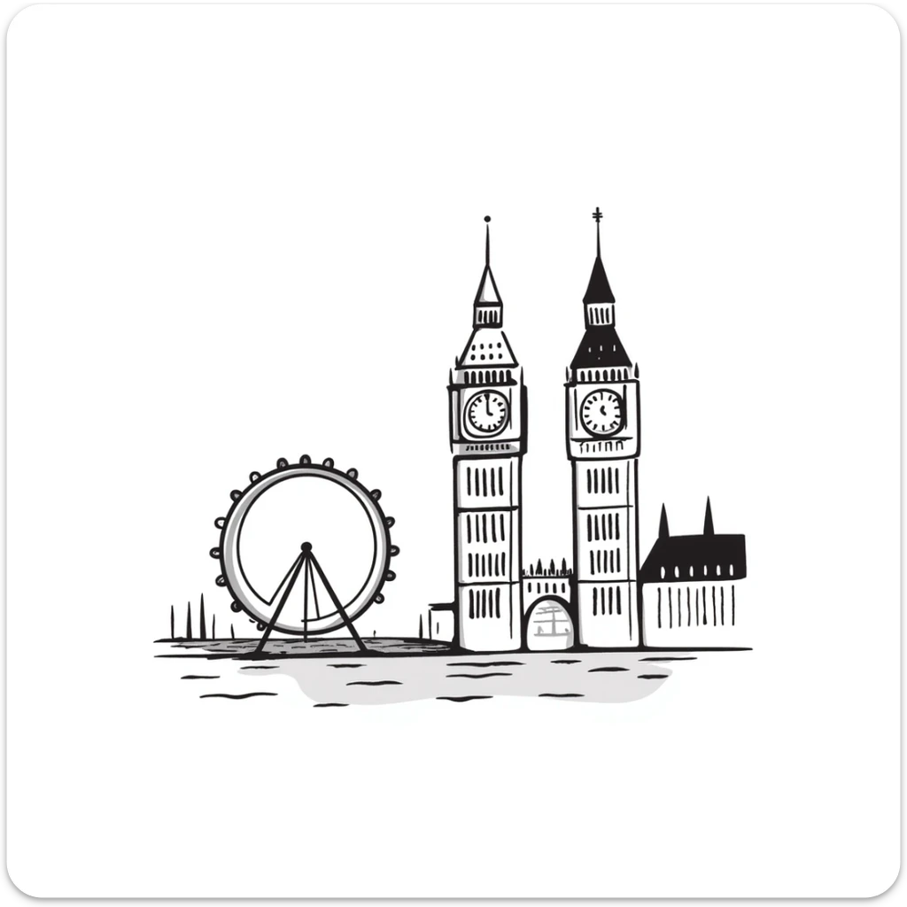 London cityscape with Big Ben and London Eye sticker