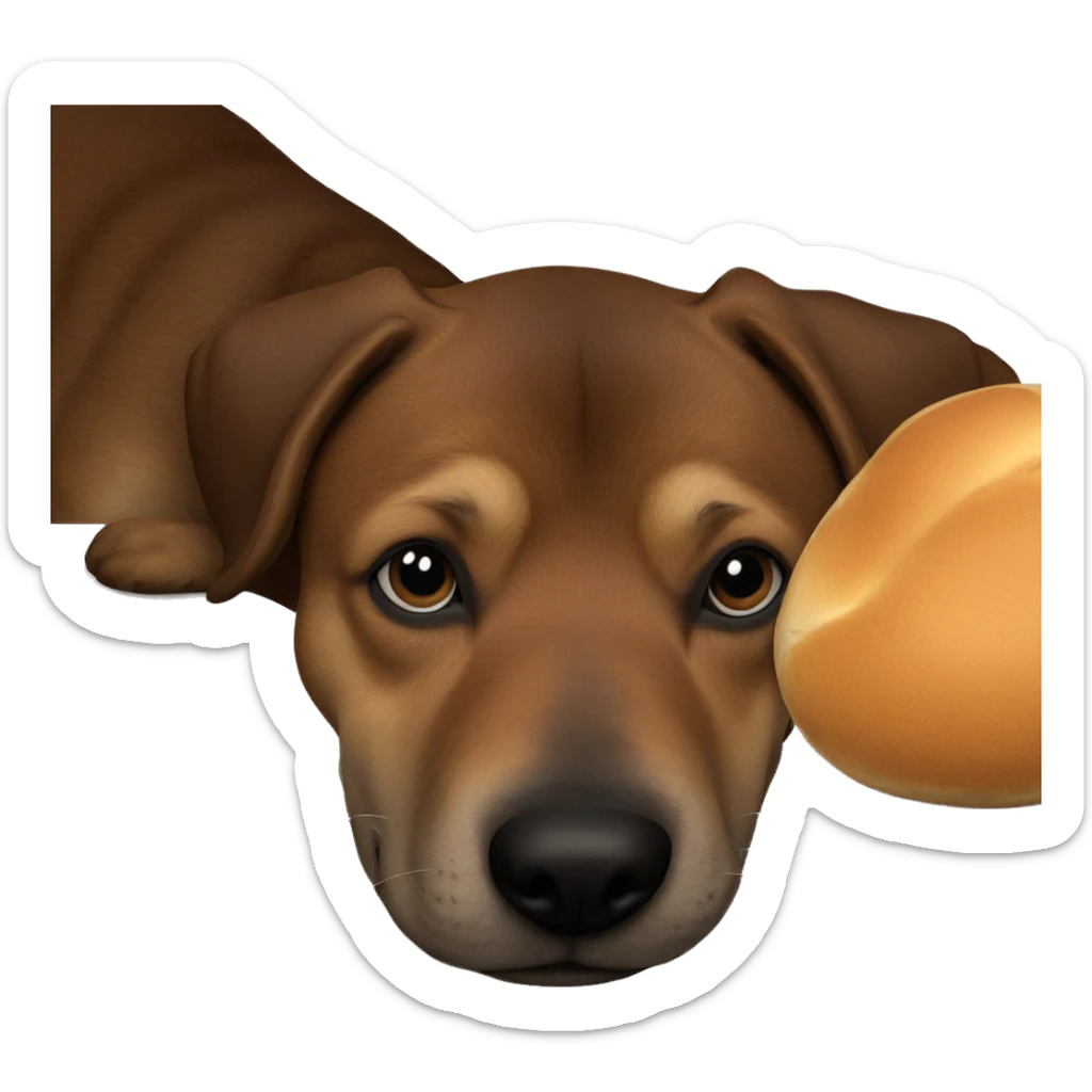 realistic dog gazing at food sticker