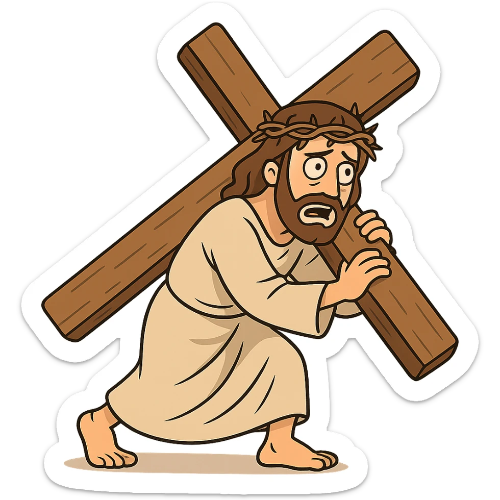 Jesus carrying the cross sticker