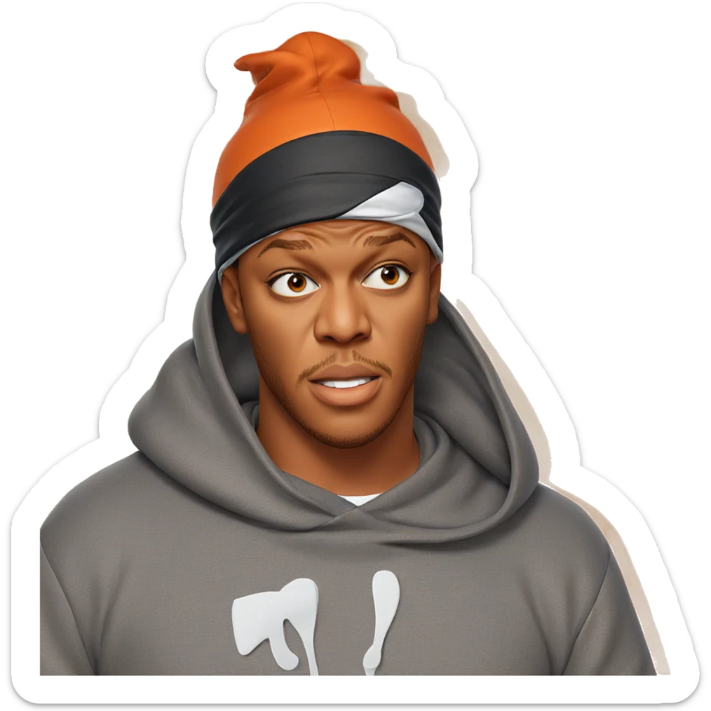 hooded boy on orange background sticker