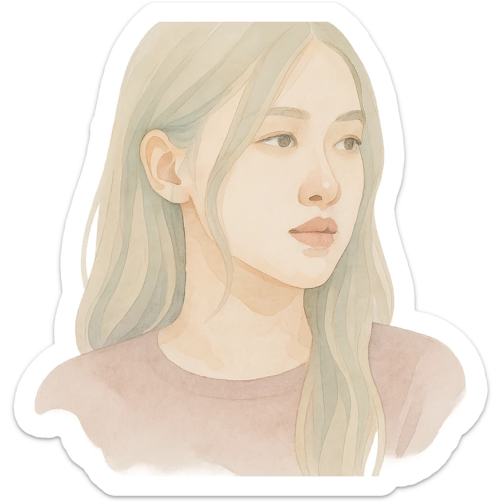 close-up portrait of Rosé from Blackpink, soft and artistic sticker