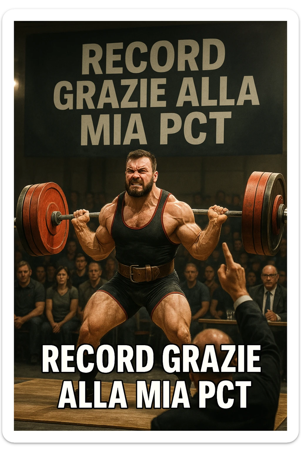 Powerlifter in gara che fa record grazie alla sua "PCT" in italiano sticker