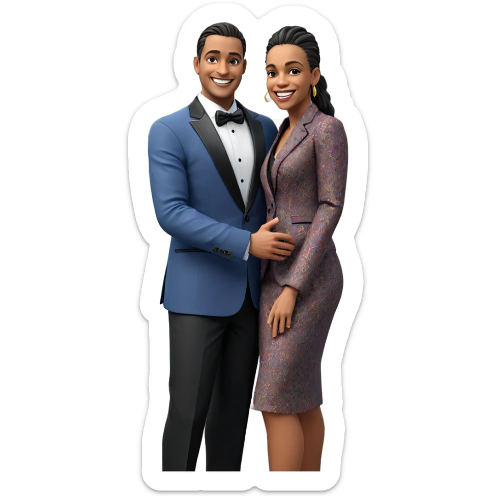 smiling couple in formal attire sticker