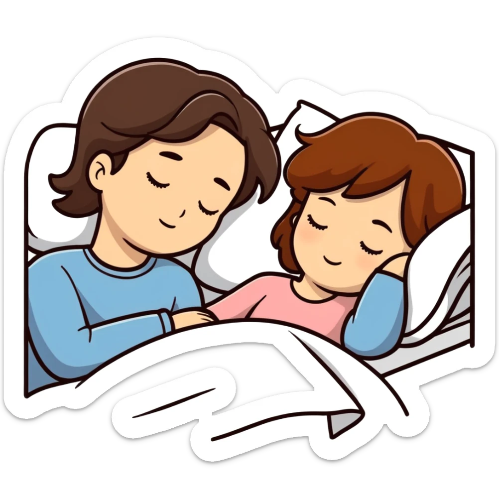 Couple man hair brown and girl hair brown sleep sticker