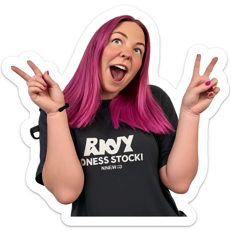 pink haired girl posing solo sticker