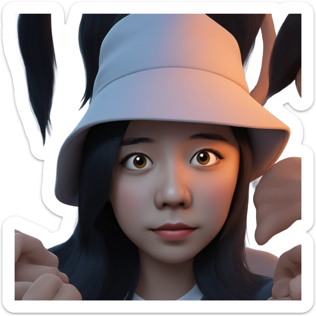 girl in hat portrait sticker