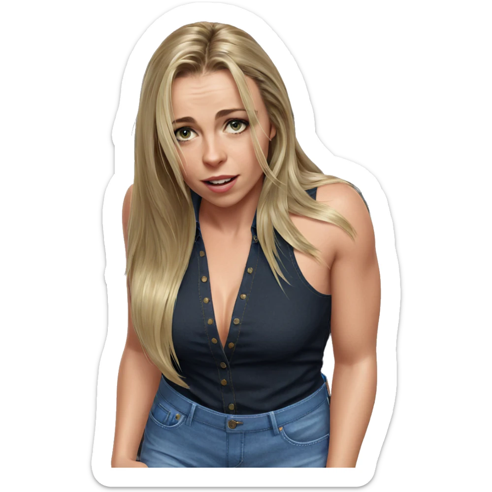 blonde girl in denim jeans sticker