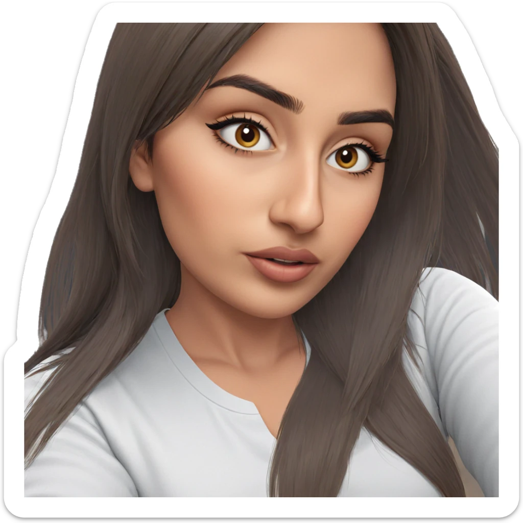 realistic girl with brown hair sticker