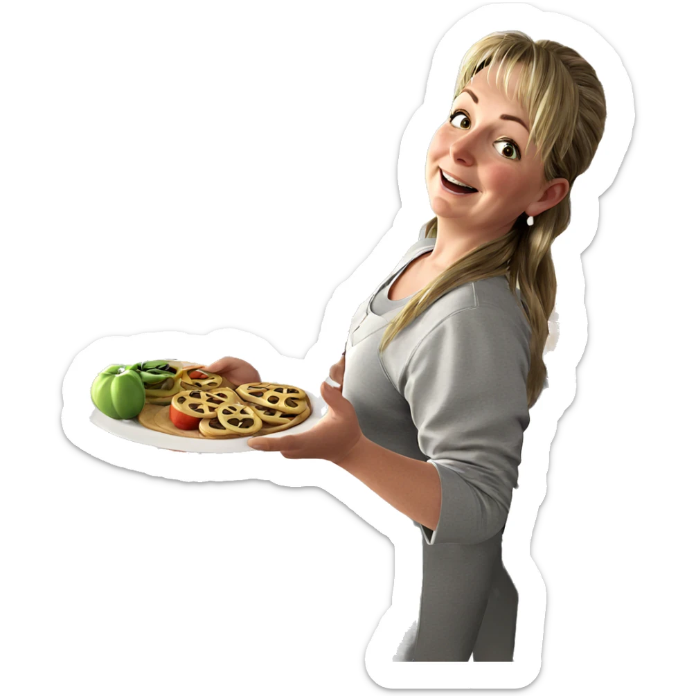 smiling girl in kitchen window sticker