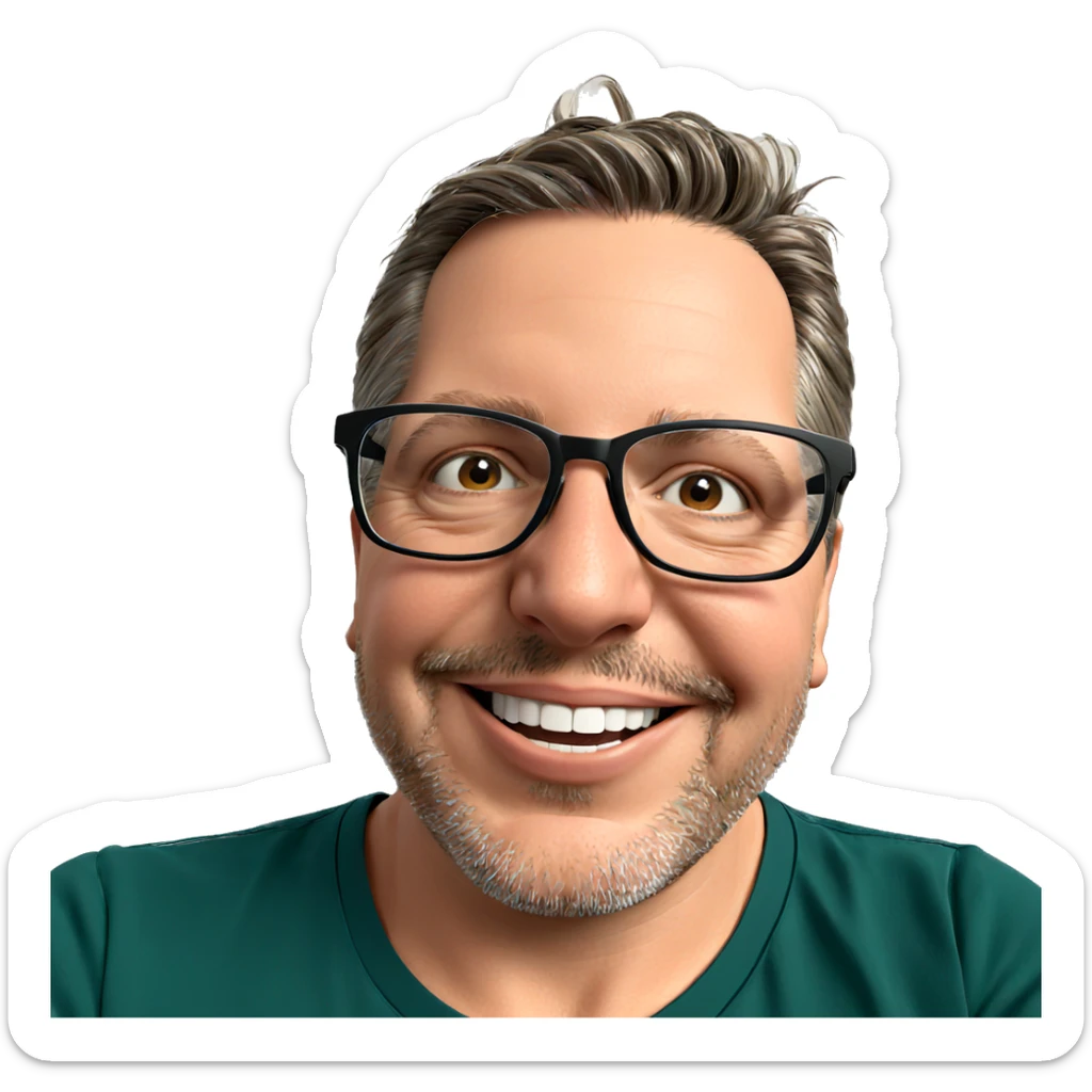 smiling boy with glasses portrait sticker