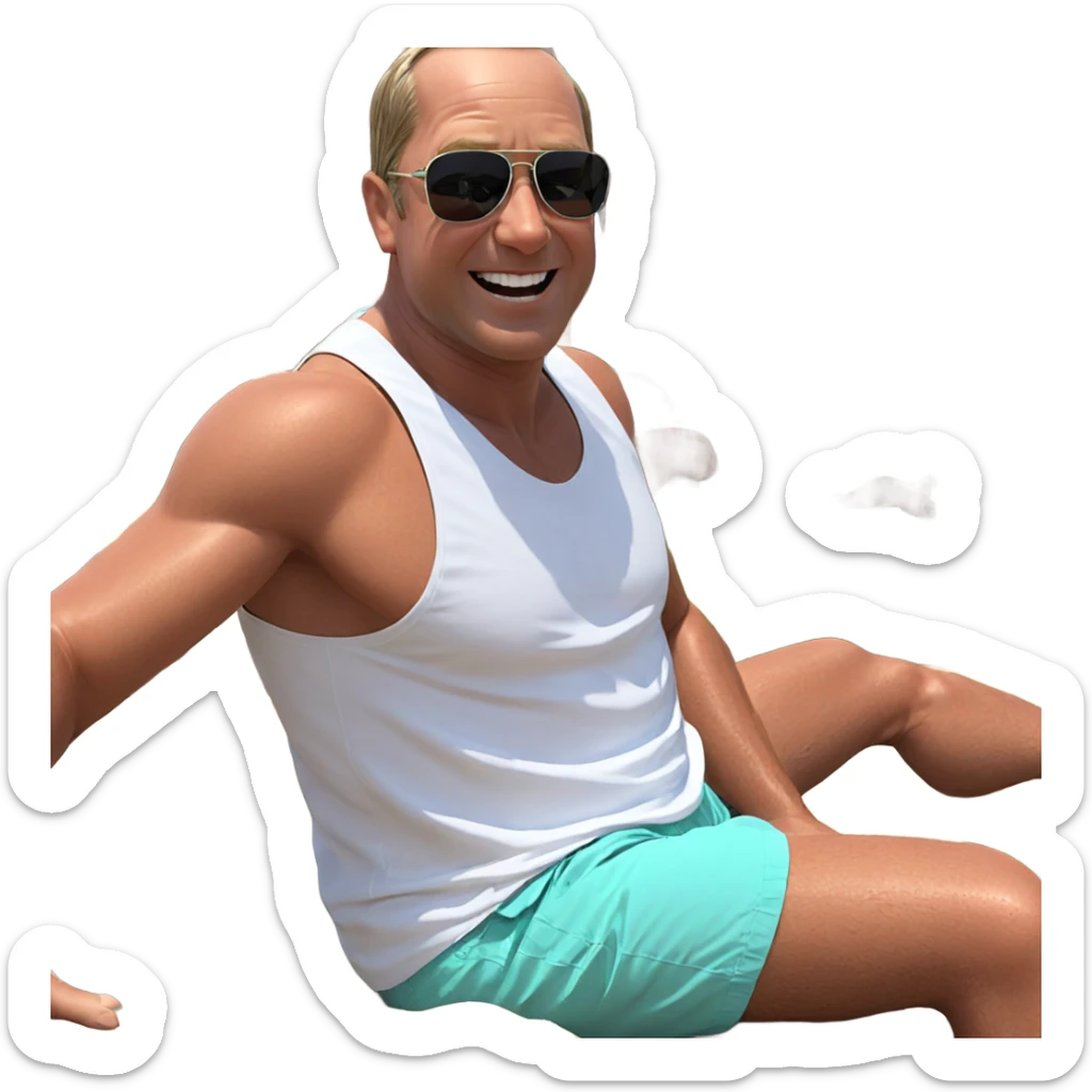 boys enjoying summer at beach sticker