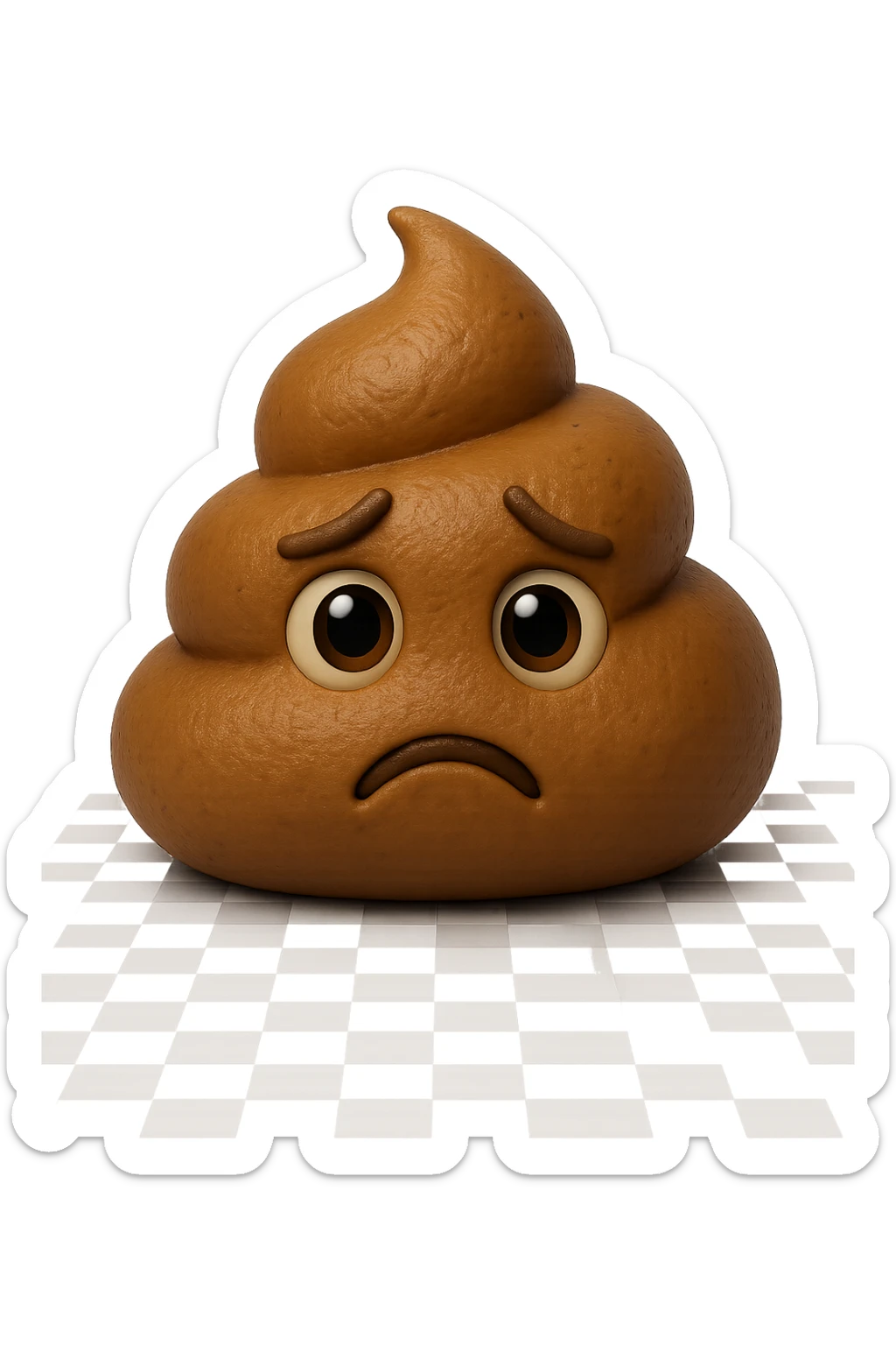 EMOJI STILE IPHONE 3D DI UNA MONTAGNETTA DI FECI A PALLINE CON ESPRESSIONE TRISTE, IPERREALISTICO 4K sticker