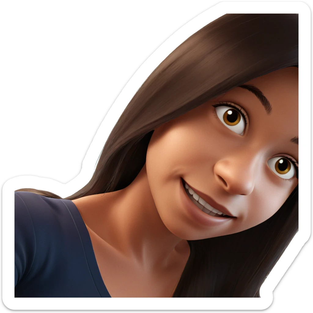 smiling girl with long hair sticker