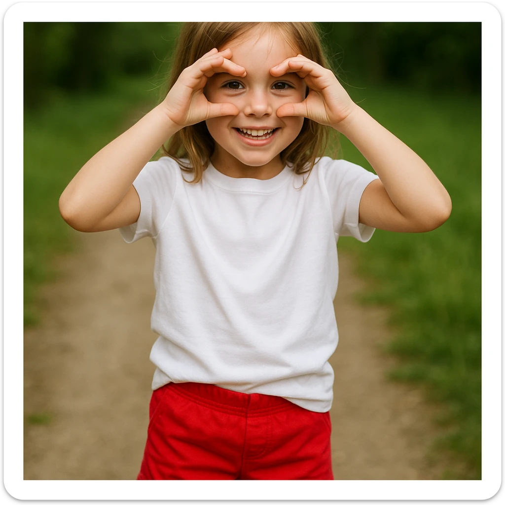 Make the girl's outfit red shorts and a white short-sleeved t-shirt sticker