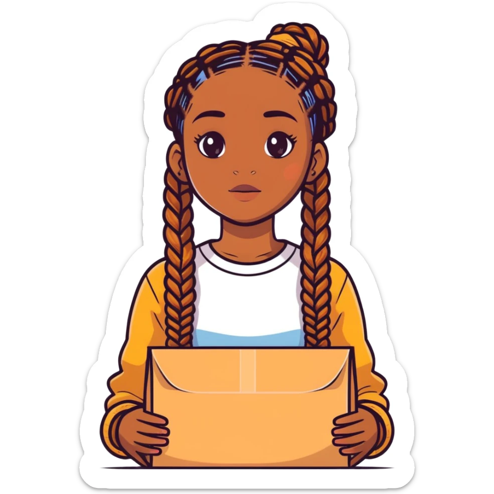Make me a black girl with long straight box braids and is brownskin sticker