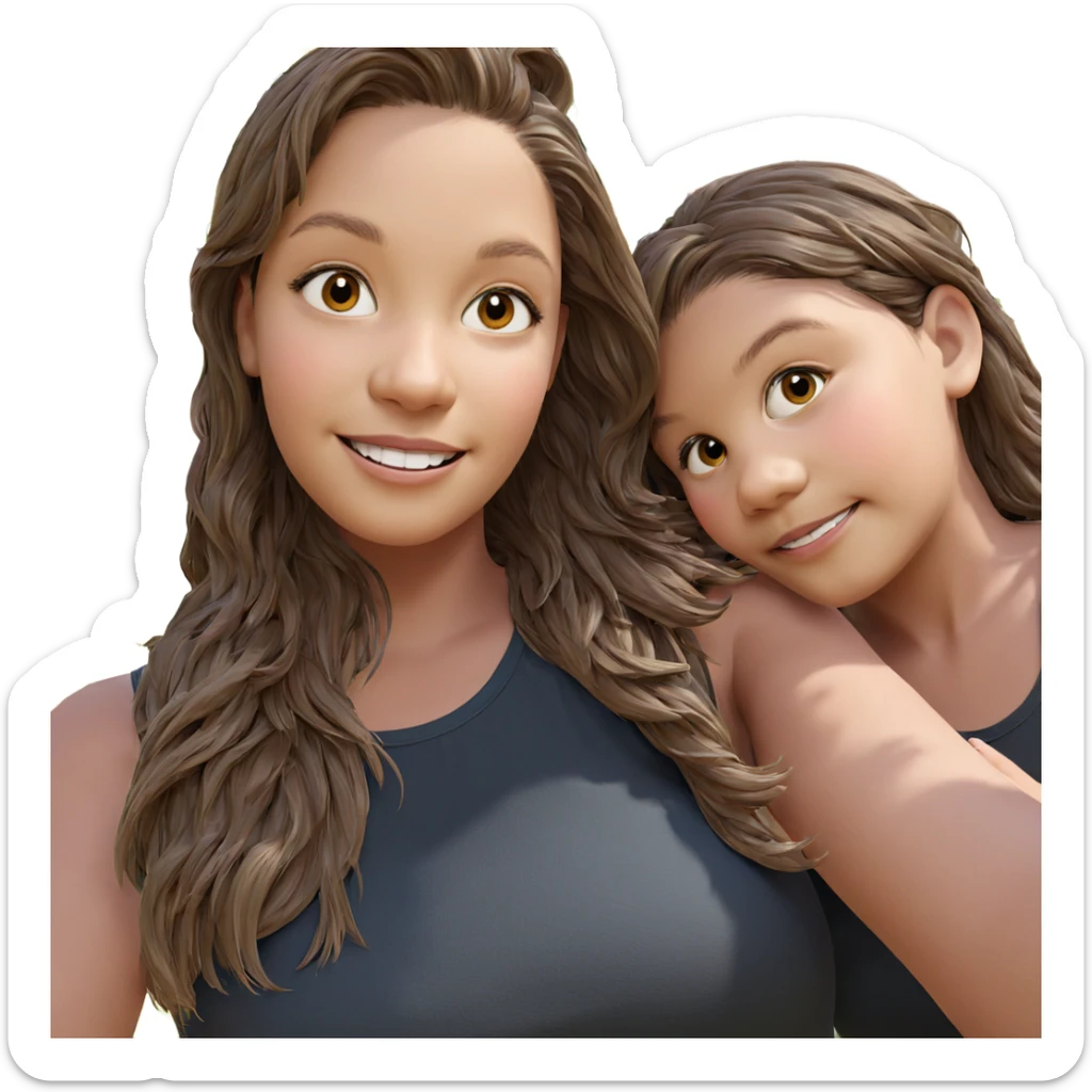 smiling girls under tree sticker