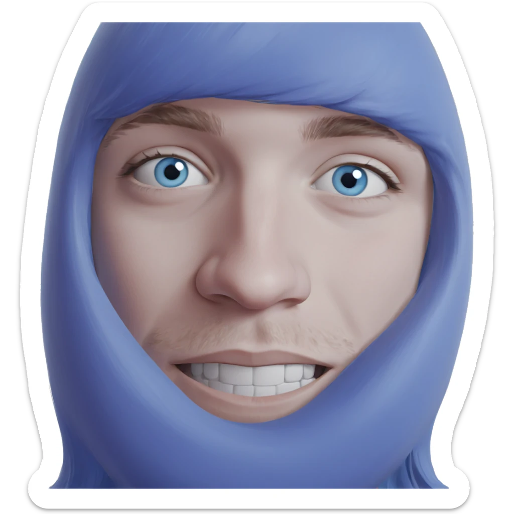 blue haired portrait gaze sticker