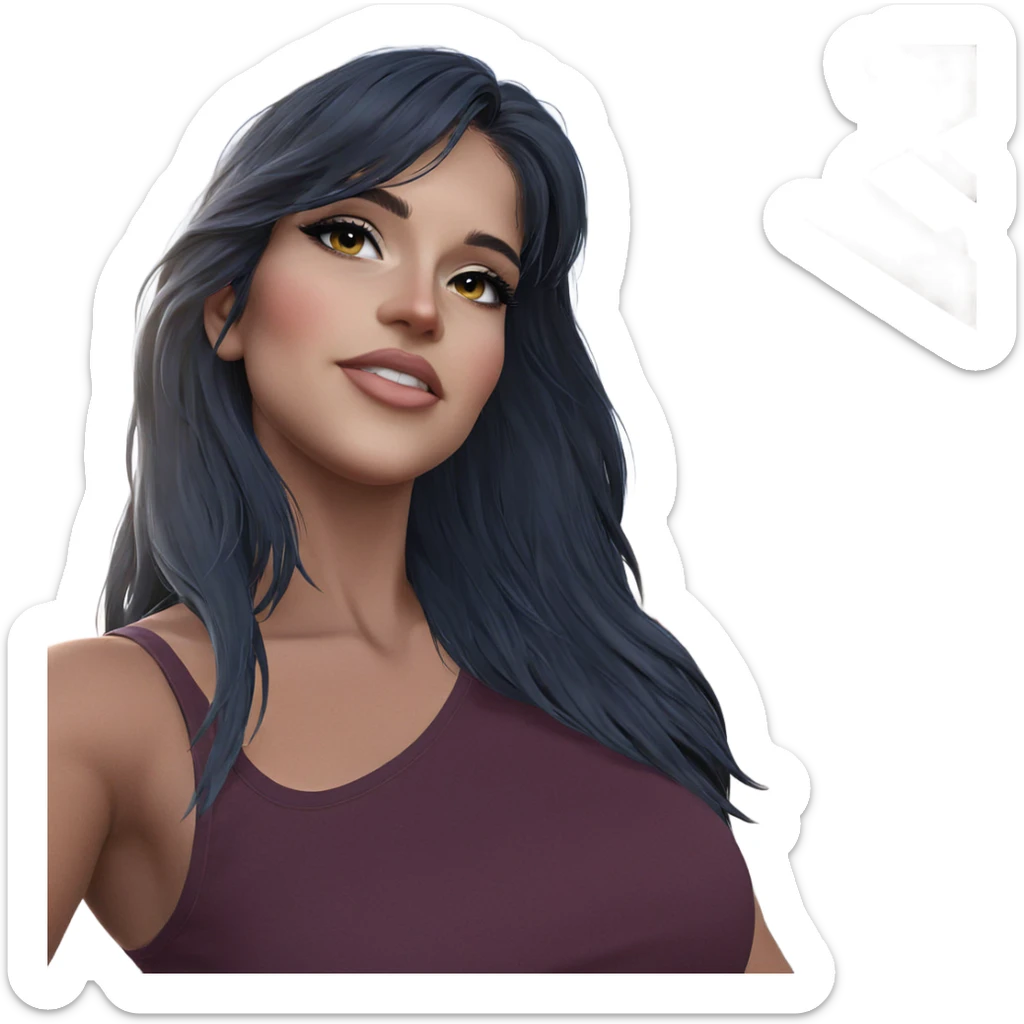 girl with black hair sky sticker