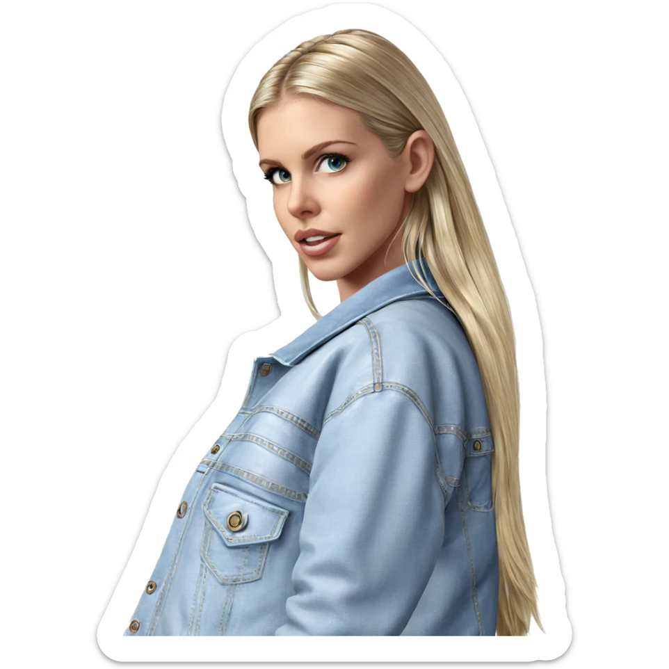 blonde girl in denim jacket sticker