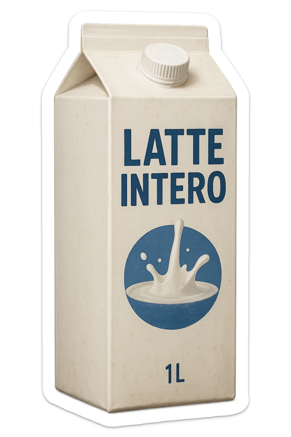 scatola di latte realistica CON LA SCRITTA "LATTE INTERO" IN ITALIANO, iperrealistico 4k sticker