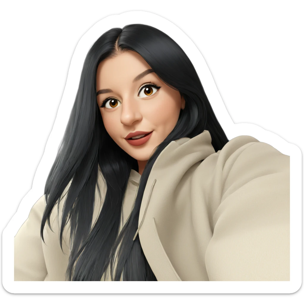 smiling girl with long black hair sticker